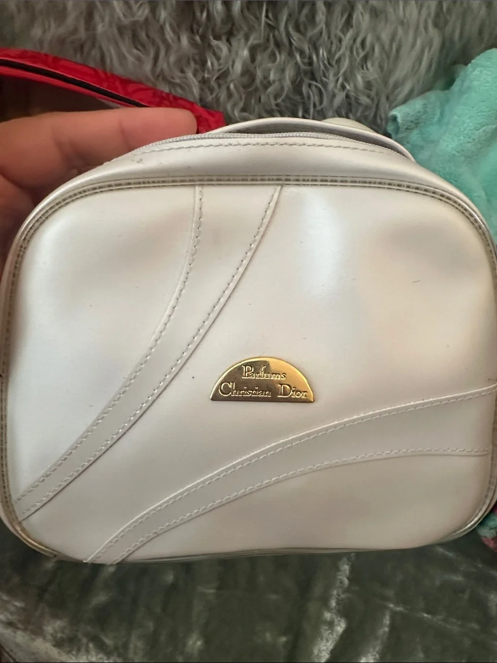 Dior Vintage Makeup Bag Lot 3 Striped Red Monogram